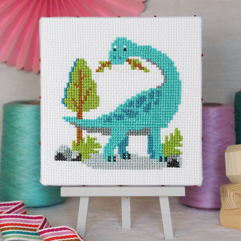 Dinosaur - Junior Cross Stitch Kit – The Square Knot Crafts cartoon-dinosaur-cross-stitch-pattern-instant-download