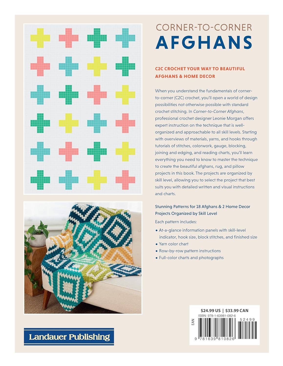 Corner-to-Corner Afghans -20 Colorful C2C Designs to Crochet