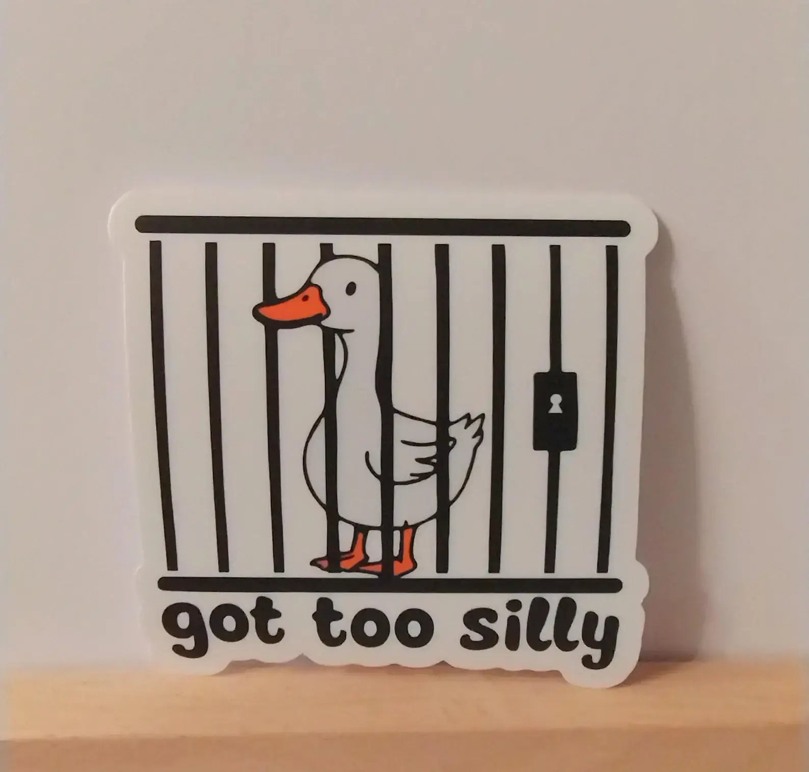 Got Too Silly Goose in Jail Sticker, Cute Geese, Locked Up