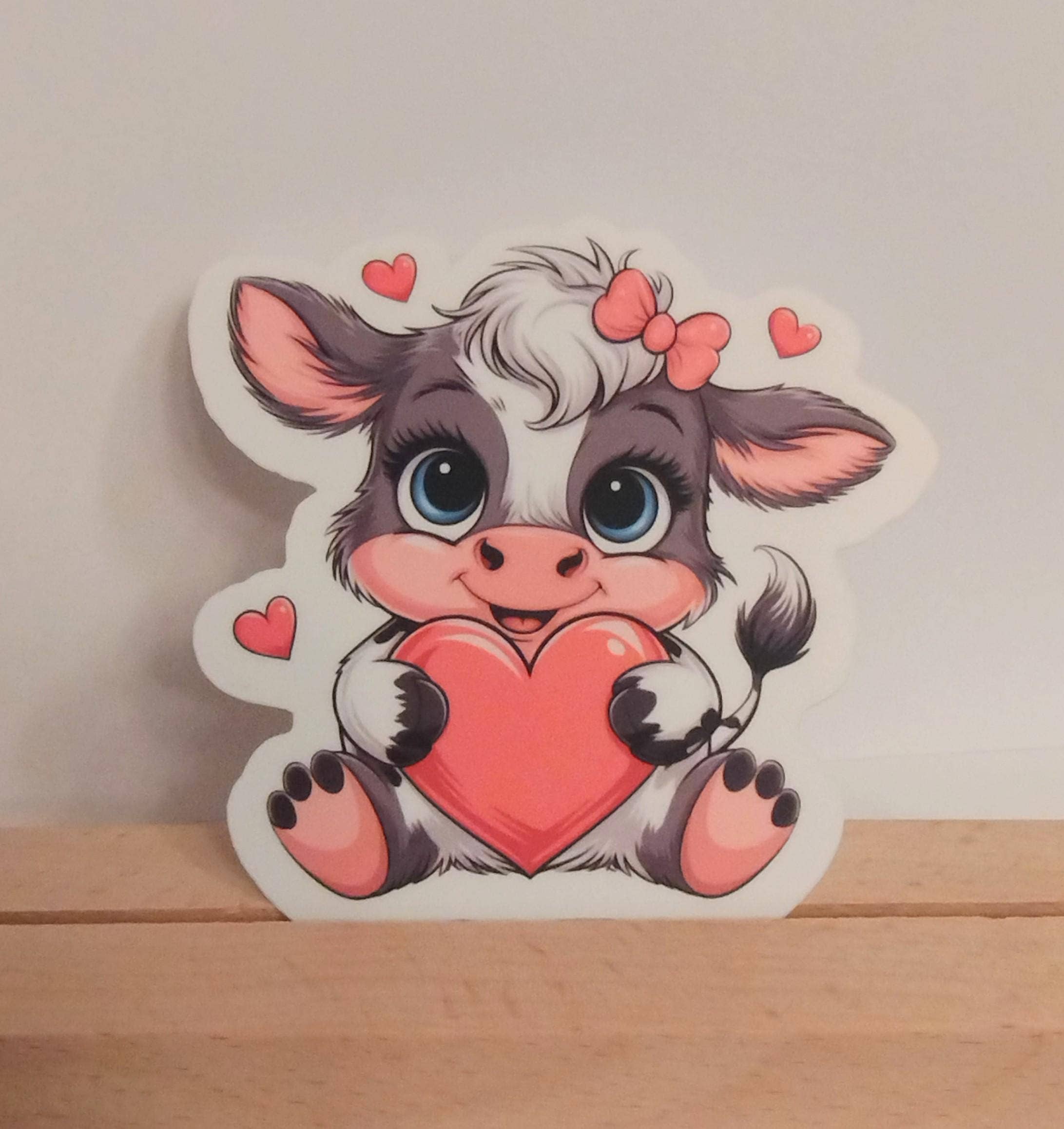 Cute Cow Heart Sticker for Laptops and Journals