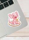 Stitching Axolotl-cross stitch or embroidery sticker