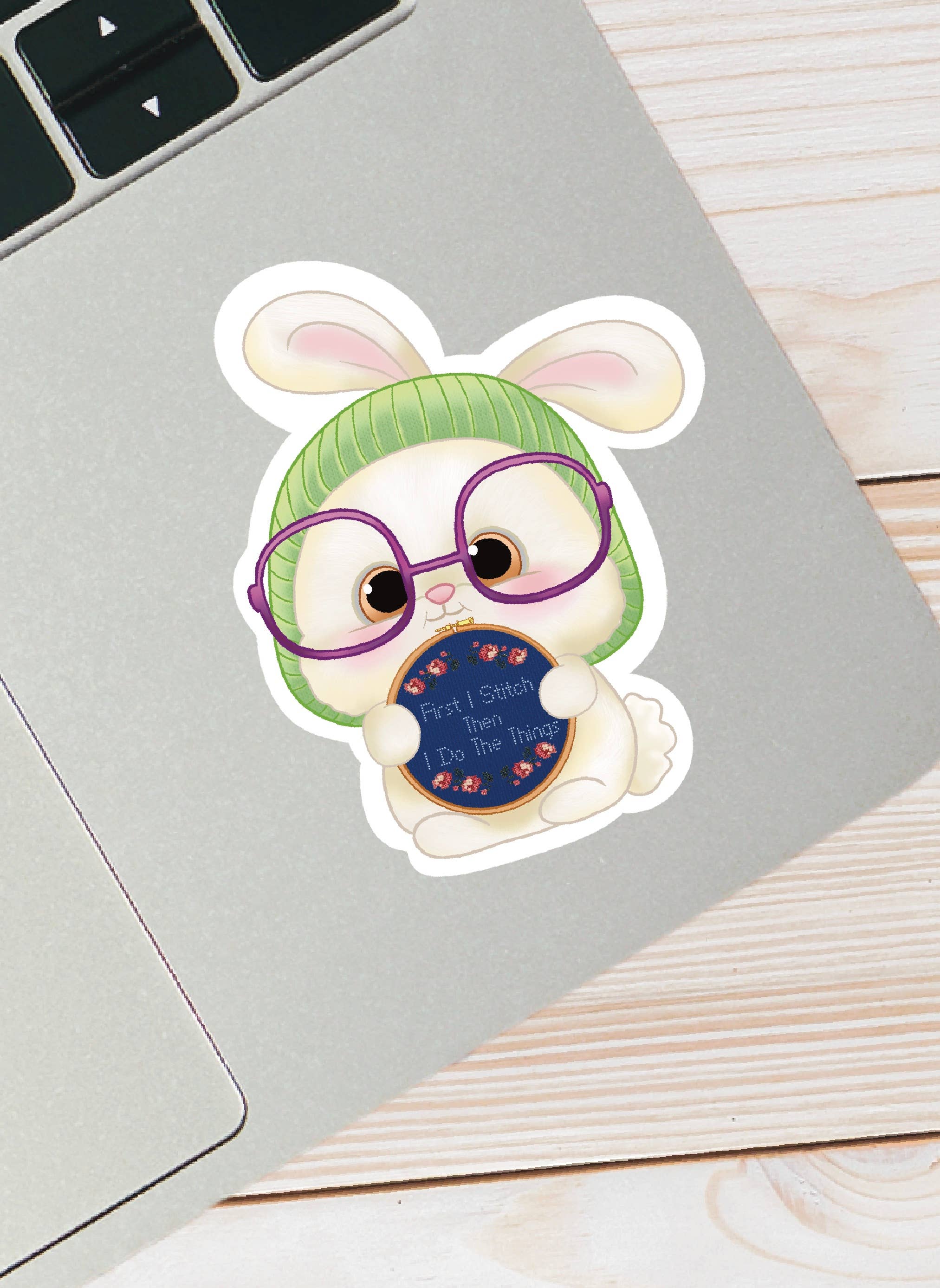 Cross Stitch Bunny -“First I Stitch, then I do the Things.”