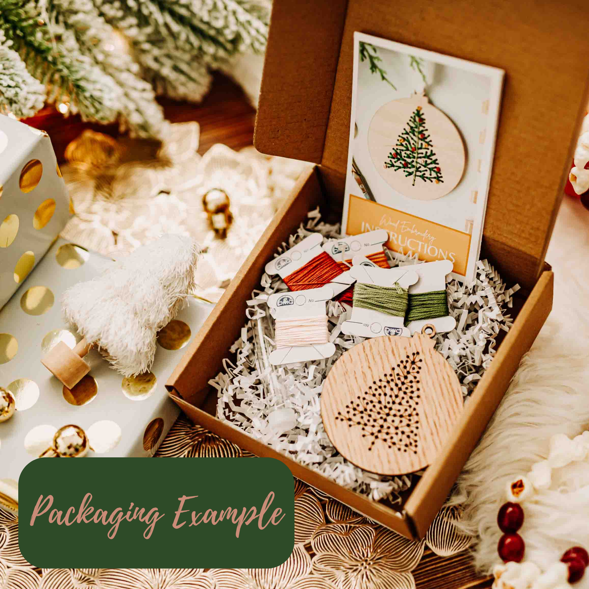Set of 3 Christmas Wreath Ornament DIY Embroidery Kit