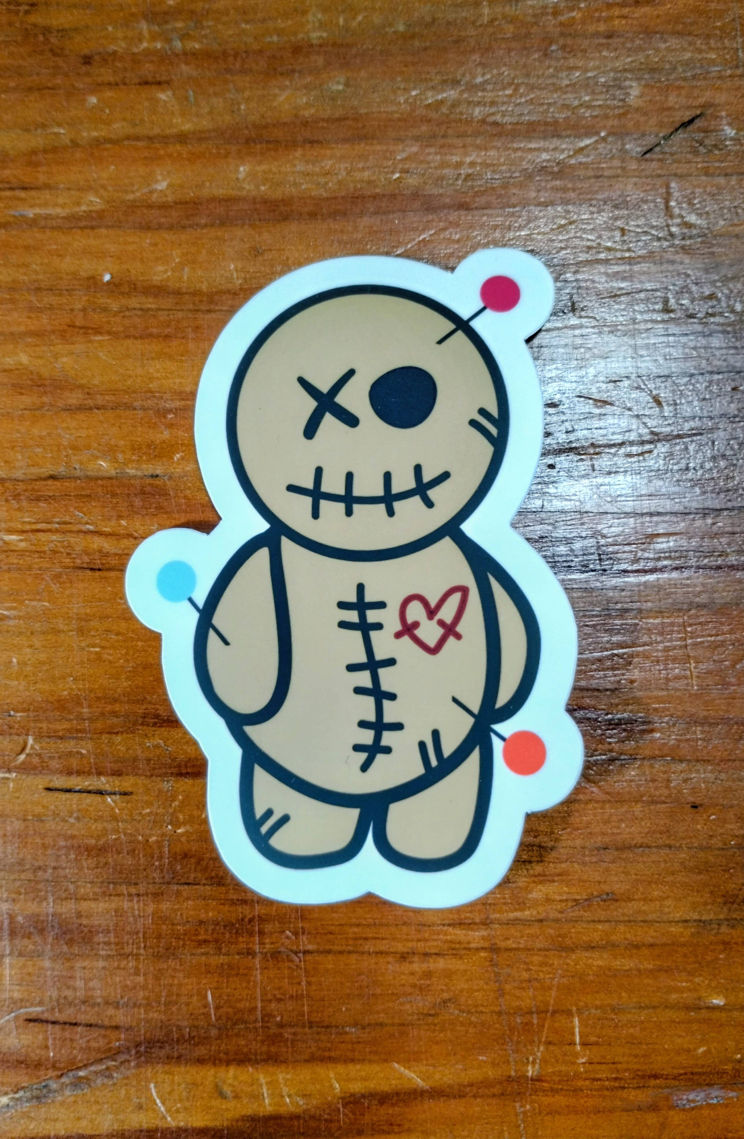 Cute Voodoo Doll Sticker, Halloween Vibes, Waterproof Decal
