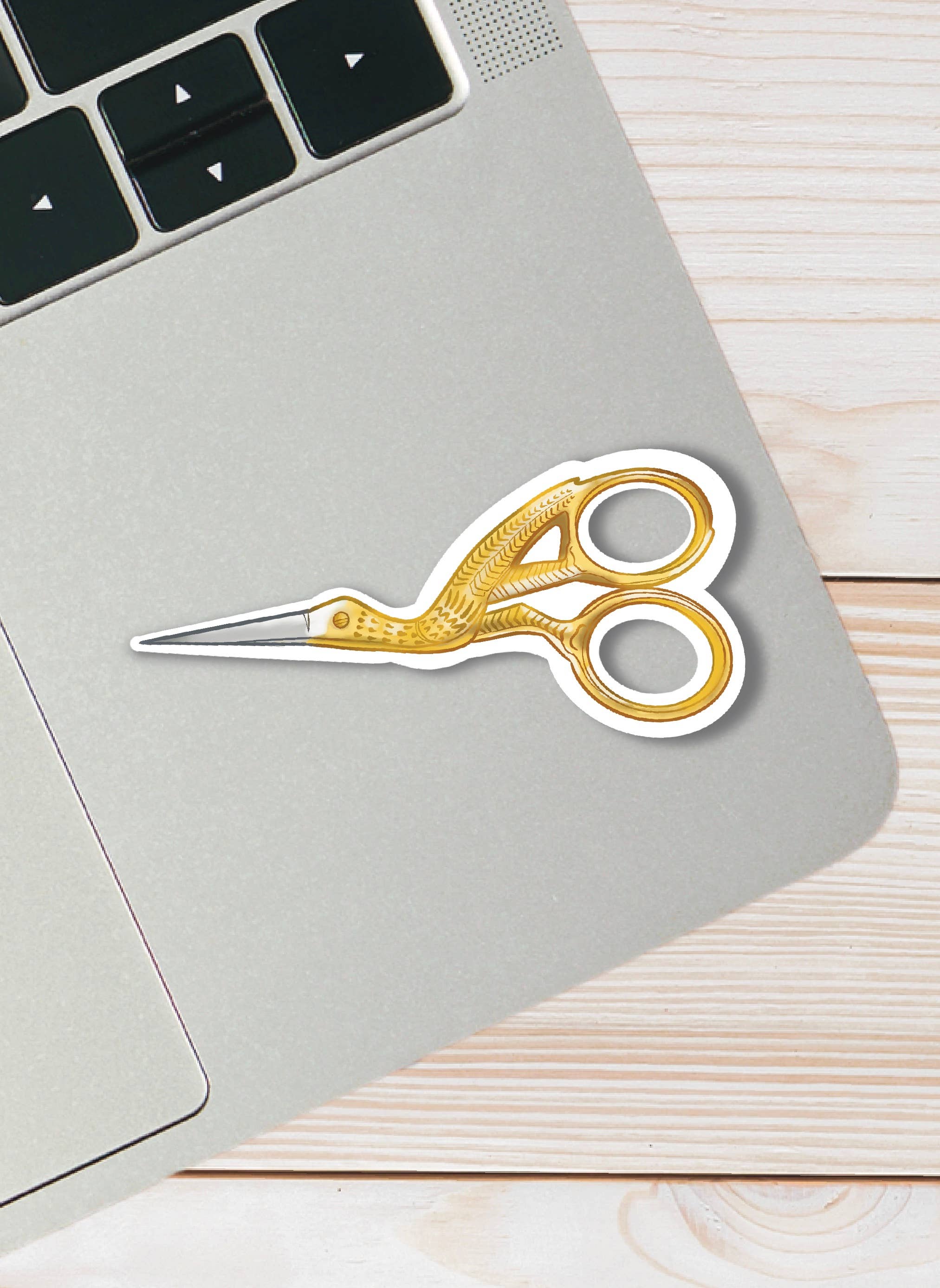 Stork Scissor Sticker -cross stitch or embroidery sticker